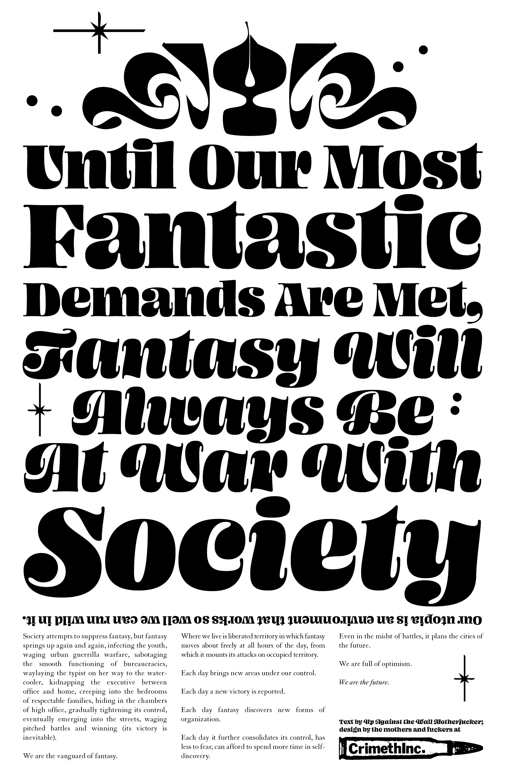 Foto von ‘Until Our Most Fantastic Demands Are Met, Fantasy Will Always Be At War With Society’ Vorderseite