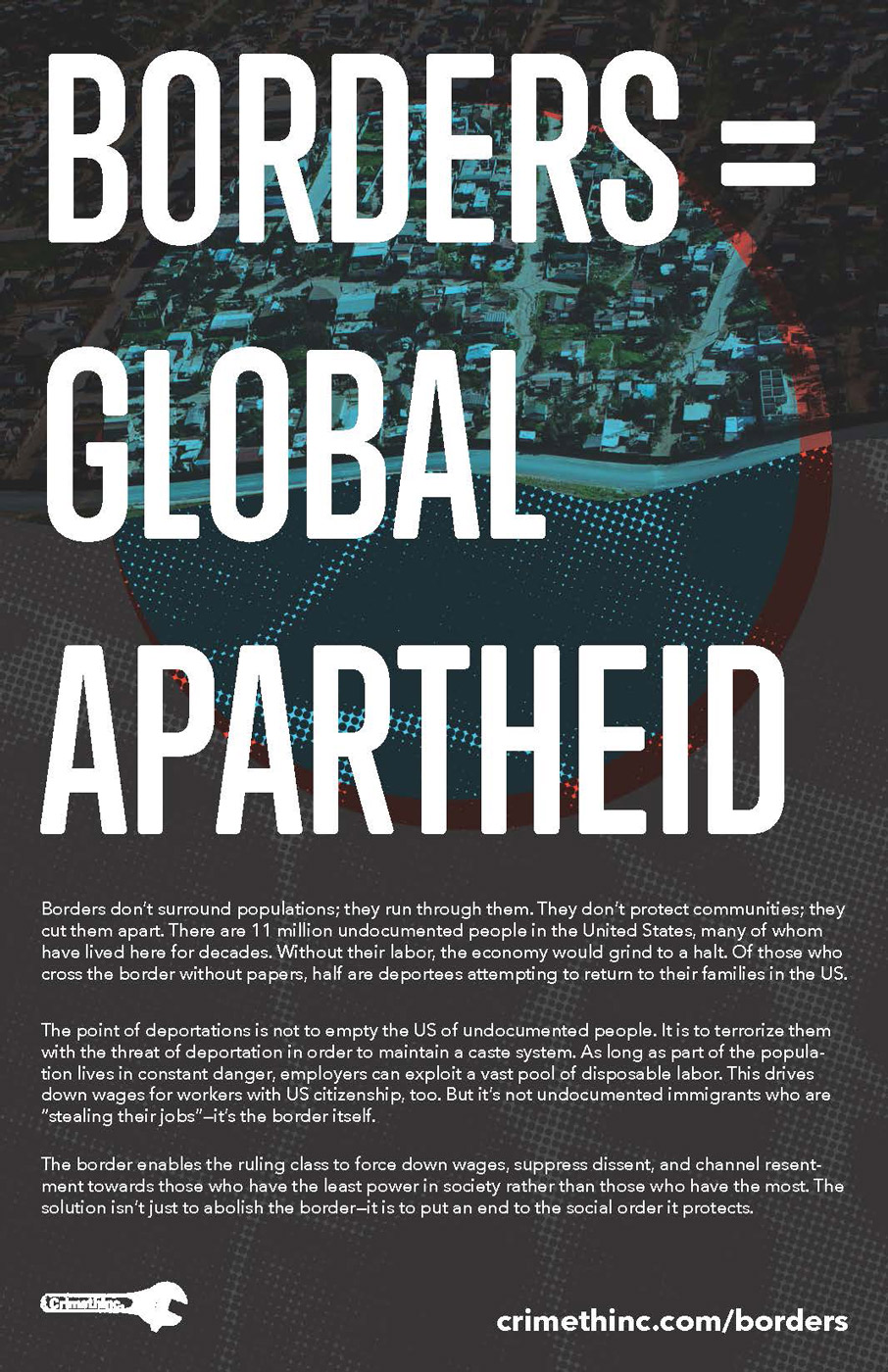 Foto von ‘Borders = Global Apartheid’ Vorderseite