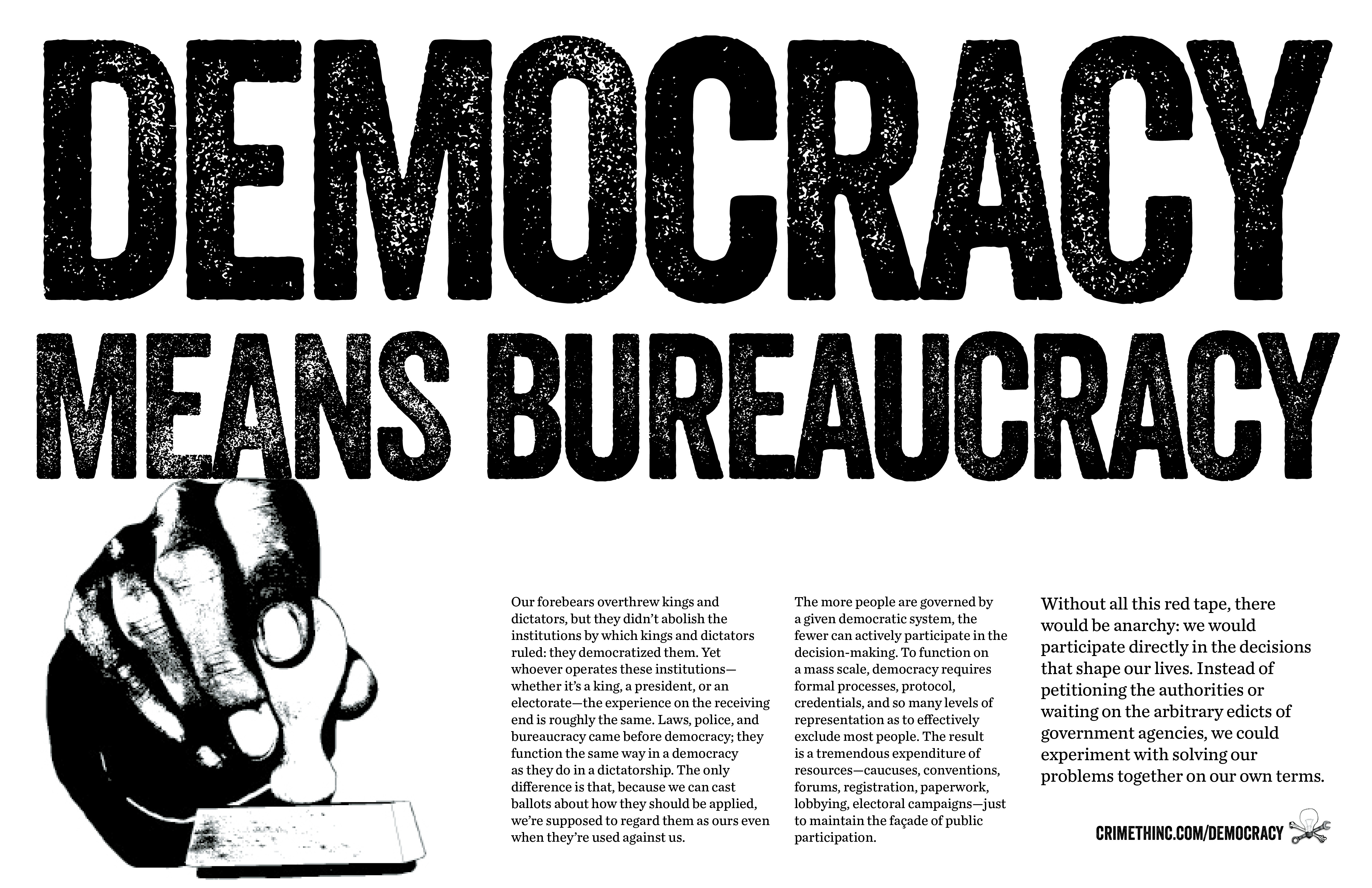 Foto von ‘Democracy Means Bureaucracy’ Vorderseite