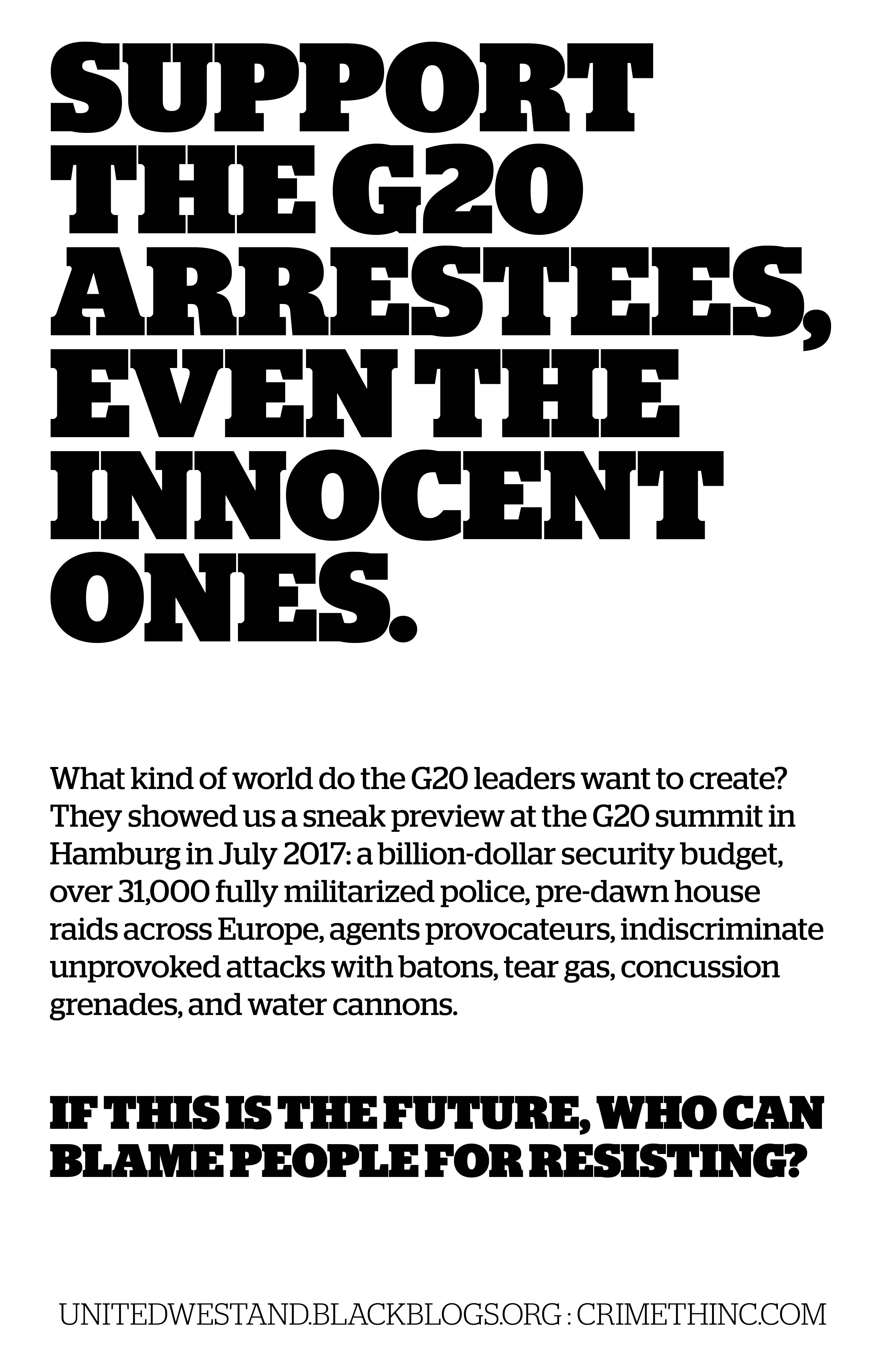 Foto von ‘Support the G20 Arrestees’ Vorderseite